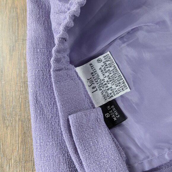 Le Suit Blazer Skirt Set Womens 8 Purple Short Sleeve Button Up Preppy Office - Picture 7 of 13